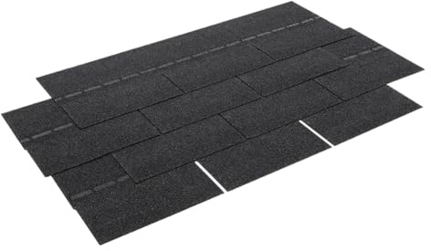 Warmiehomy Black Roofing Tiles Self-Adhesive Asphalt Roof Felt Shingles | Roofing Tiles 18pcs/2.61sqm, Self-Adhesive Asphalt Roof Felt, Waterproof Weatherproof for Roof Sheds (Classic Square)