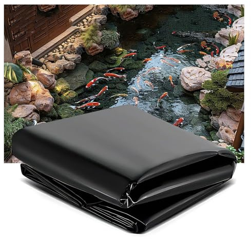 Generisch Teichfolie 9x17m/29.53x55.77ft,Sonnenschutz HDPE Teichfolien für Fischteiche, Brunnen, Wassergarten und Wasserfall