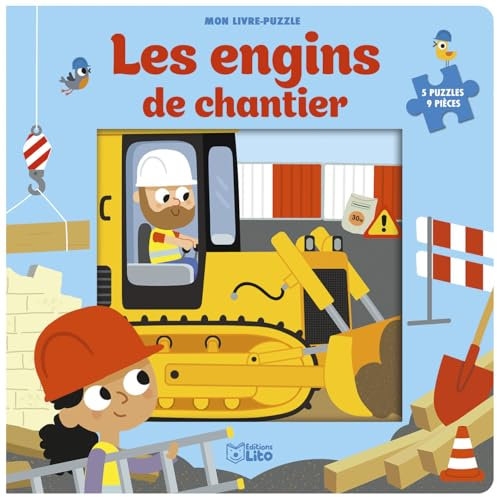 Livre puzzle 9 pièces - Les engins de chantier