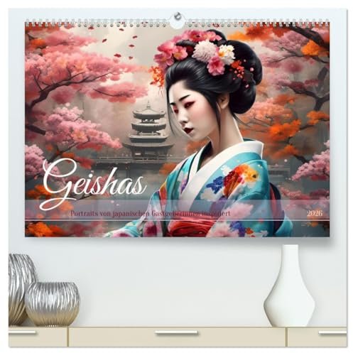 Geishas Portraits von japanischen Gastgeberinnen inspiriert (hochwertiger Premium Wandkalender 2026 DIN A2 quer), Kunstdruck in Hochglanz: ... Naturkulissen zeigen. (CALVENDO Menschen)
