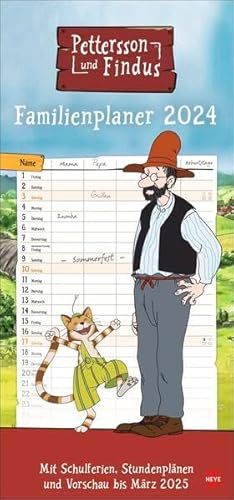 Pettersson und Findus Familienplaner 2024. Familienkalender mit dem beliebten Bilderbuch-Duo. Praktischer Wandkalender mit 5 Spalten. Liebevoll illustrierter Wandplaner für Familien.