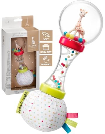 Sophie de giraf zachte maracas rammelaar in witte geschenkdoos