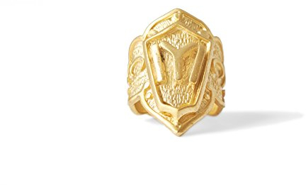 Gök-Türk Ring für Herren 'IYI' Kayi Boyu Ertugrul Halbmond Ay Yildiz - verstellbare Größe - goldfarben
