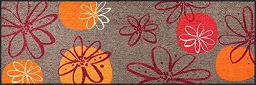 Erwin Müller Fußmatte Koblenz, Schmutzfangmatte, Fußabtreter rutschhemmend, Blumenmotiv - robust, langlebig, pflegeleicht, für Fußbodenheizung geeignet - braun/rot Größe 80x200 cm
