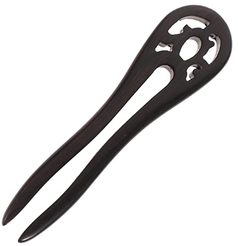 Lurrose Natürliche Ebenholz Haarnadel aushöhlen Holz Haar für Frauen (zufällige Farbe)