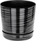 KORAD Black with Silver Stripes flower indoor plant pot with saucer plastic gloss modern decorative planter with drainage holes (16cm - 6.3 inch)