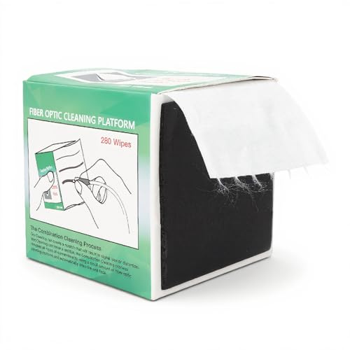 ASHATA Papier de nettoyage propre de fibre optique 280pcs, papier de nettoyage sec et humide de fibre optique, papier de nettoyage sans fibre de poudre de nettoyage optique de fibre
