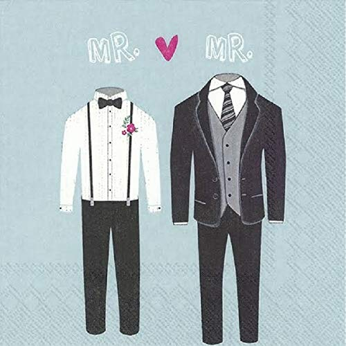 Hochzeitsservietten MR & MR Motiv-Servietten Männerhochzeit Tisch-Dekoration Schwule Hochzeit Hochzeits-Deko 60 Servietten