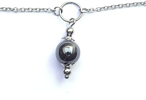 Chaîne de cheville pour femme en acier inoxydable avec pendentif en perles d'hématite noire
