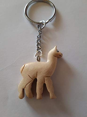 Storchenlädchen Schlüsselanhänger Alpaka, beige, 7,5 cm, Holzanhänger, Tier Lama