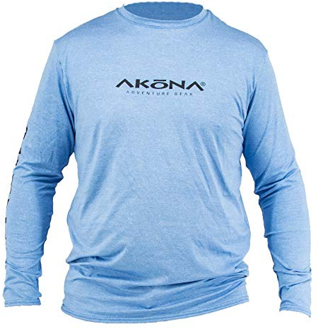 AKONA Men's Long Sleeve Rash Guard, Sun Shirt SPF50+, and Watersports Top. Snorkeling, Surfing, Paddling, Kayaking, Diving, Fishing - Blue, 2X-Large