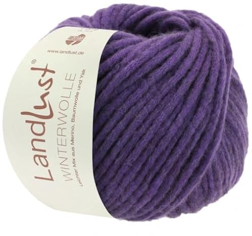 LANA GROSSA Landlust Winterwolle | Soffilo mit Yakfasern | Handstrickgarn aus 50% Schurwolle (Merino), 35% Baumwolle & 15% Yak | 50g Wolle zum Stricken & Häkeln | 70m Garn FB5