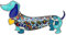 DOWAY Jolie broche en émail motif teckel floral pour femme et amoureux des chiens, 26mm x 50mm, Métal émail Métal, Pas de gemme