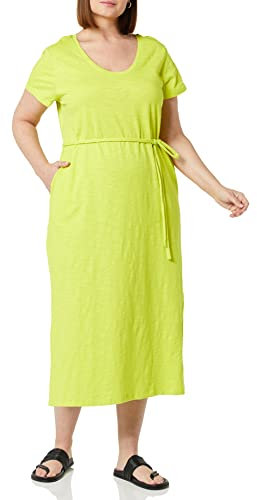 Amazon Essentials Vestido Midi Estilo Camiseta con cinturón y de Manga Corta Mujer, Verde Lima, XXL