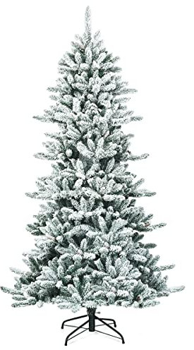 RELAX4LIFE - Árbol de Navidad automático (210 cm, PVC, ignífugo, con copos de nieve y manzanas de pino, árbol de Navidad realista con 1108 ramas y base de hierro para casa, oficina, tienda