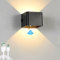 WRMING 5W LED Innen Wandlampe mit Bewegungsmelder Akku Aufladbar Wandleuchte Schalter Treppenlicht USB Wiederaufladbar Warmwei? kabellos Schlafzimmer Magnetisch up und down light Flurlampe (black)