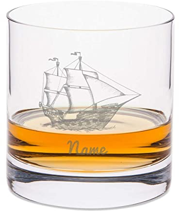 Leonardo Whiskyglas mit Gravur - Segelboot - Personalisiert mit Name - Graviertes Whisky Glas mit Schiff Motiv - Geschenke für Whisky Liebhaber zum Geburtstag - Geschenk für Ihn Papa