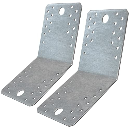 AERZETIX - C58943 - Juego de 2 placas de montaje y fijación de 135° 105x105x90x2.5mm - escuadra/ángulo - soporte perforado de estructura con 38 agujeros - en acero galvanizado Z275