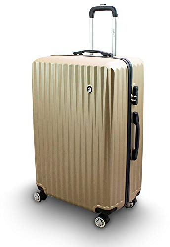 Lacestone Barut Trolley Hartschalen Koffer Hartschalenkoffer Hardcase Größe XL - Modell General (Champagne)