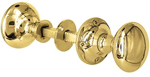 IRONTITE® Polished Brass Rim Door Knobs for Interior Doors, Solid Brass Victorian Door Knob to Suit Rim Lock. Brass Door Knob with Matching Screws. Door Handles Brass.