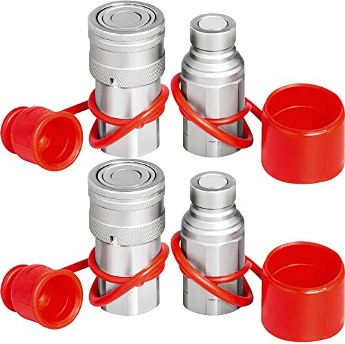 VEVOR Kompaktlader-Hydraulik-Schnellkupplung, 1/2-Zoll-Körper, Hydraulikkupplung, 1/2-Zoll-NPT-Hydraulikkupplung, Schnellkupplung, 2 Paar, hydraulische Schnellkupplung, 27,6 MPa (ISO 16028) (2 Paare)