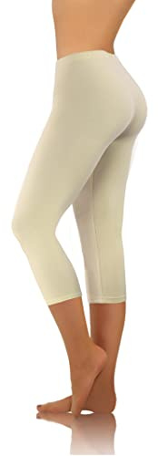 sesto senso Damen Leggings 3/4 Capri Baumwolle Mädchen Fitnesshose Sporthose Bunte Yoga