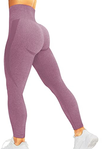 corcoar Sport Leggings Damen High Waist Seamless Hosen Gym Yoga Sport Leggings Booty Lifting Po Push Up Gym Sporthose Rosa L