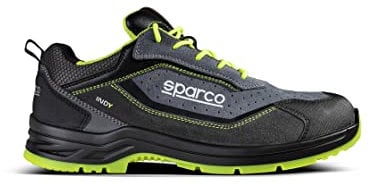 Sparco Indy, Scarpe Antinfortunistiche Unisex-Adulto, Grigio Scuro Giallo Fluo, 45 EU
