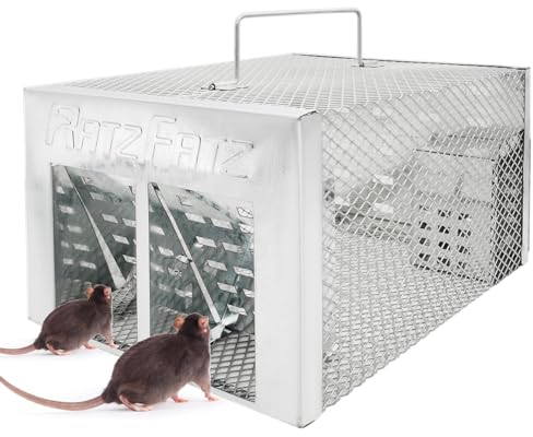 RatzFatz® Sliver Lebendfalle Mausefalle, 2 Eingänge Premium Rattenfalle, Profi, Garten & Haus, Siebenschläfer, Alle Kleintiere Sensibilität einstellbar, Wiederverwendbar Falle, Modell Quickcatch 2.0