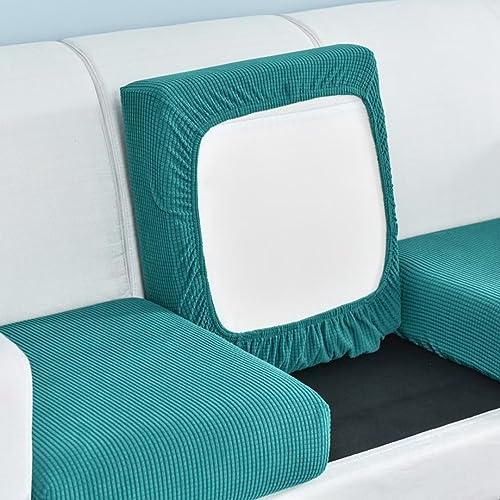 Sofa Sitzkissenbezug, Stretch Sofabezug Sitzkissenschutz, Elastischer Kissenbezüge, Husse Überzug Bezug Für Sofa Sitzkissen, Blau Grün, 4-Sitzer