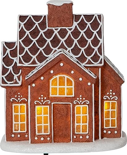 EGLO LED Weihnachtsdeko Lebkuchenhaus Gingerville, beleuchtete Weihnachtsdekoration mit Timer und batteriebetriebener Beleuchtung, Fensterdeko Haus mit Licht, warmweiß