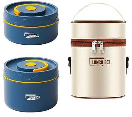 Antcher Loncheras térmicas de acero inoxidable para niños y adultos, 2 capas aisladas, contenedores de alimentos con bolsa aislante (azul)