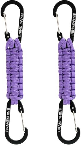 BRAVESHINE Keychain with Snap Hook Carabiner Clips, Paracord Keychain Carabiner Clips with Locking D Ring Hooks Hangers, Heavy Duty Lanyard Key Chain for Car Keys, Backpack, Tools, Men, Women