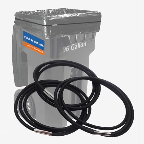 Large Rubber Bands for Garbage Can Set of 3, Fits 55, 65, 96 Gallon Trash Cans, Hongmed Trash Can Rubber Bands Durable for Kitchen Trash Bags, Heavy Duty Moving Bands in Black.