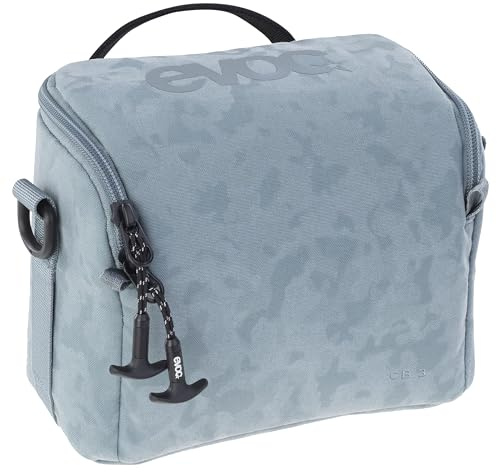 EVOC CB 3 Foto-Umhängetasche (effiziente Polsterung, wasserabweisendes Fach, PFC-freies Robustes Außenmaterial, inkl. T-Zipper Puller, Maße: 10 x 14 x 20 cm, Volumen: 3 l), Stahl