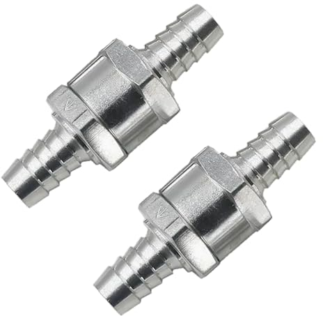 Bestgle Lot de 2 clapets anti-retour unidirectionnels de 10 mm en aluminium pour carburateur de voiture à basse pression essence, diesel, huile, eau, chrome