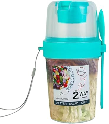 Vesone Frühstückssalatbecher - Transparente Salat-Frühstücksbecher mit Deckel | Vielseitiges Speisezubehör zum Abnehmen für Gemüsesalat, Haferflocken, Pudding, Joghurt