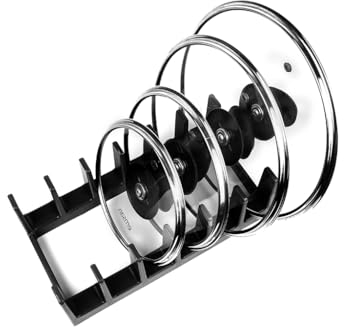 BOAA Fresh Soporte para tapas de ollas, almacenamiento de cocina, soporte para cajón (negro puro)