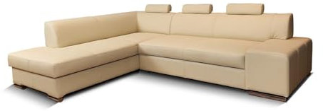 Quattro Meble Modernes Echtleder-Ecksofa London II mit Kopfstützen und Schlaffunktion Echt Leder Eck Couch viele mehr Farben (200x275 Ecke Links)