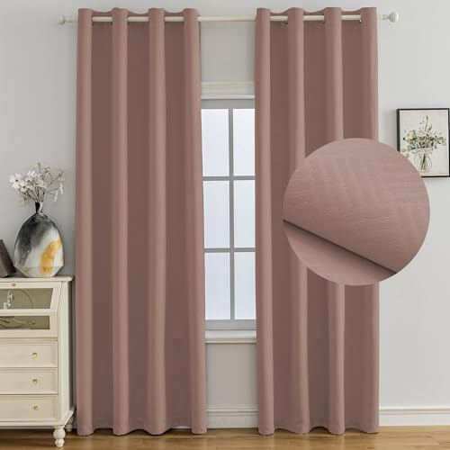Ystyle Tende Oscuranti per Interni 2 Pezzi, 140x240 CM, Termiche Isolanti, Anti-Rumore, con Anelli, Tenda Moderna Per Camera da Letto e Soggiorno, Rosa Selvatica