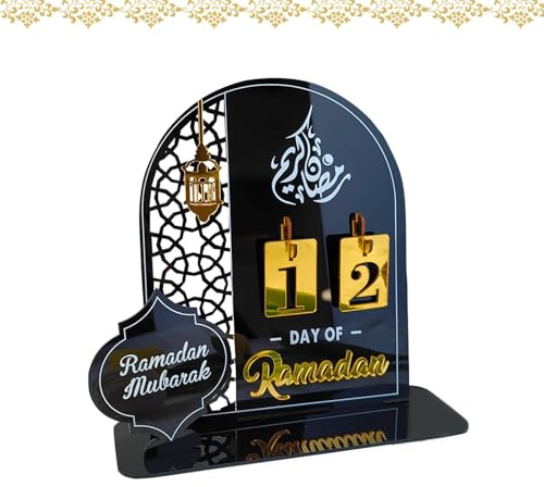 Ramadan Kalender aus Acrylic, Ramadan Deko, 30 Tage Countdown Ramadan Kalender Kinder, DIY Ramadan Countdown-kalender Ornament Gebet Ramadan Mubarak Deko Wohnzimmer Ramadan Geschenke (A)
