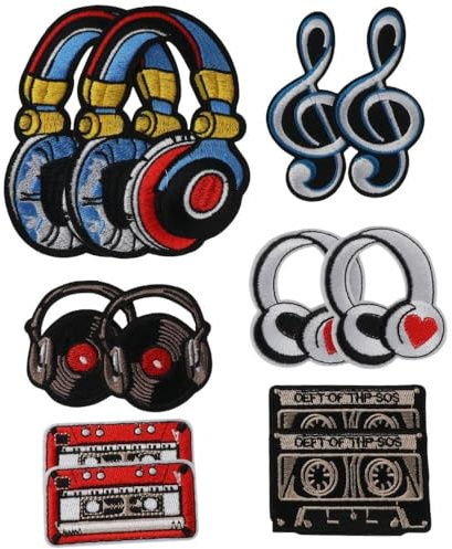 YYlingx 12Pcs Iron on Patches for Jackets, Music Theme Embroidery Patches, Hip Hop Sewing Patch for DIY Clothes