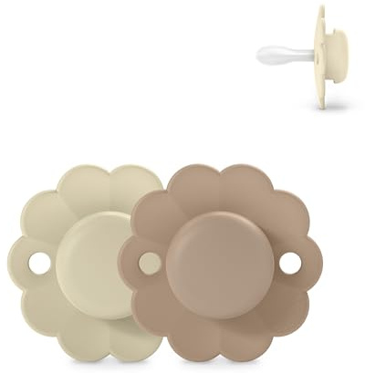 Suavinex, 2er-Pack Schnuller Babys 0/6 Monate, Runder mit physiologischem Silikonsauger SX Pro, Symmetrisch, Superweich und Flexibel, respektiert die orale Entwicklung, Neugeborene, Wonder Gray/Cork