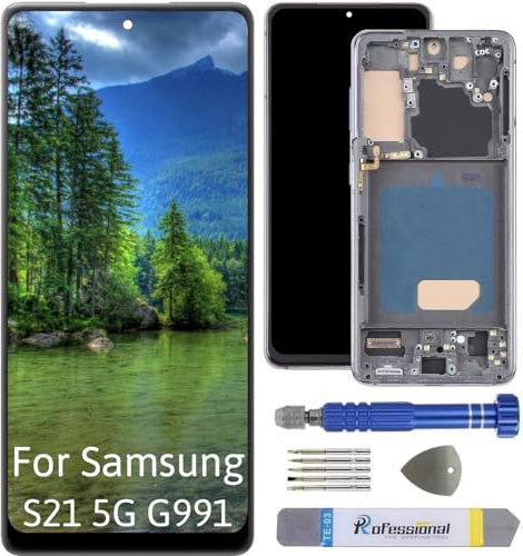 Int'x Ecran INCELL pour Samsung S21 5G - Ecran de Remplacement pour LCD - Écran Tactile de Haute qualité avec châssis - Outils de Remplacement d'écran supplémentaires - Noir