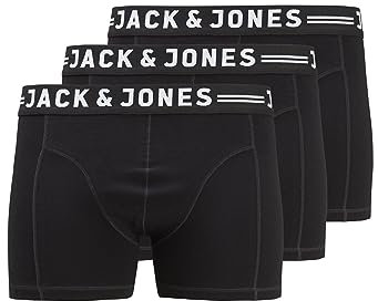 JACK & JONES Herren Unterhosen Shorts Boxershorts Trunks 3er Pack, Farbe:Schwarz, Wäschegröße:M, Artikel:- Black Waistband