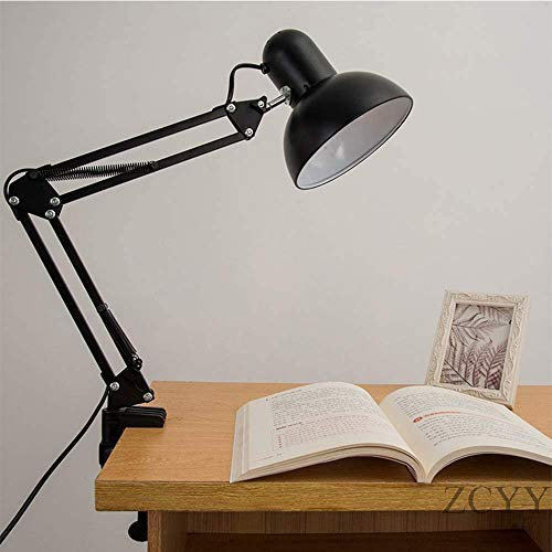 BIQSYVTM Lampes murales, Lampe de Bureau LED – Lampe Noire à Bras oscillant Flexible avec Fixation par Pince for Bureau, Studio, Table de Bureau