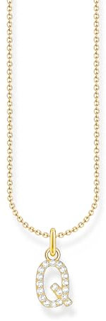 THOMAS SABO Halskette Buchstabe Q vergoldetes Silber mit Zirkonia KE2256-414-14