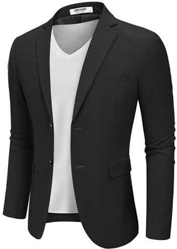 COOFANDY Sakko Herren Sportlich Blazer Anzugjacken Business Freizeit Slim Fit Jackett Sommer Sportsakko Schwarz L