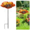 Bee Feeder with Flower Design, Iron Vivid Bird Watering Station Bee Drinking Stations Mini Bee Water Cups with 30pcs Colorful Glass Marbles for Birds Butterfly Outside Garden Courtyard Decor