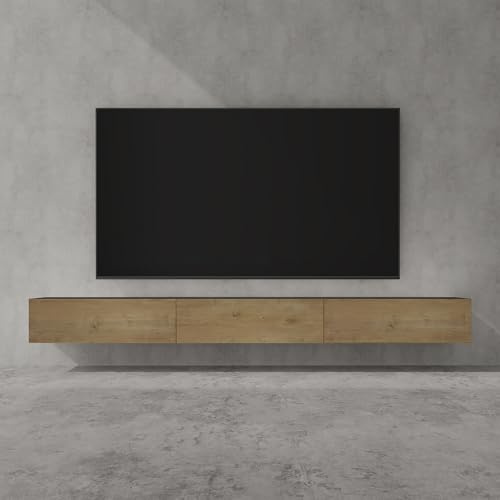 doporro TV Lowboard hängend Fernsehschrank Wohnzimmer | TV-Schrank hängend Fernsehtisch Hängeschrank 300cm Fernsehschrank02